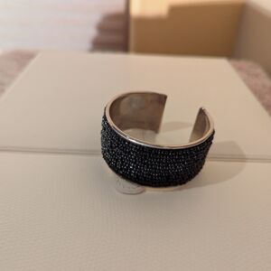 Elegant Black Beaded Cuff Bracelet